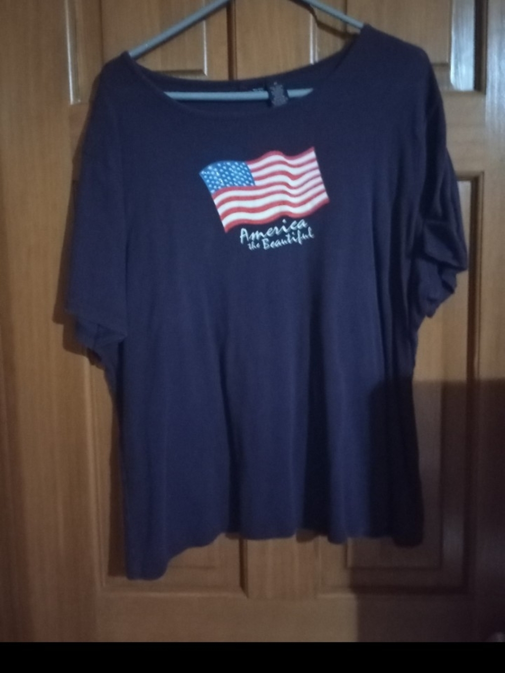 Navy Blue Graphic Tee with American Flag